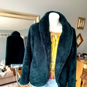 LOFT Open Faux Fur Coat Size Small NWOT